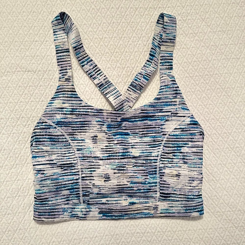 Lululemon Pure Practice Bra, Blurry Belle Multi / Sea Mist , Size 2
